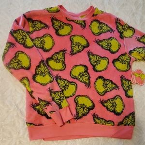 New Women's The Grinch Plush Sweatshirt Pink Green